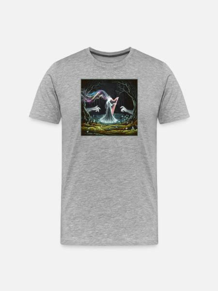 Verzauberte Waldharfe Zauberin Design - Männer Premium Bio T-Shirt - Grau meliert
