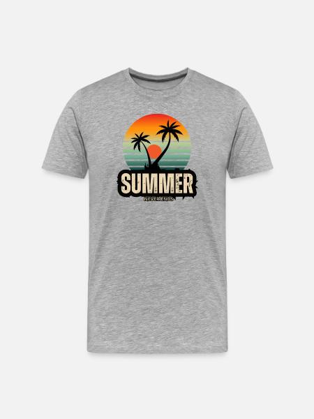 Summer Action Sunset with Palm Trees - Men's Premium Organic T-Shirt - heather grey