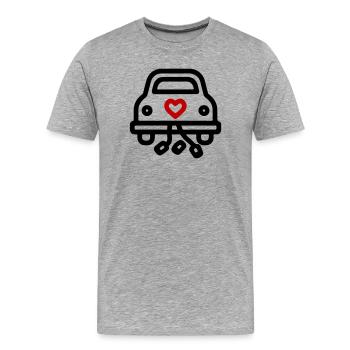 Hochzeitsauto Hochzeit Symbol Verliebt - Männer Premium Bio T-Shirt - Grau meliert - Vorne - Damien (186cm)