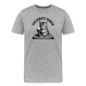 Échec et mat Humain Chat des échecs - T-shirt bio Premium Homme - gris chiné - Devant - Damien (186cm)
