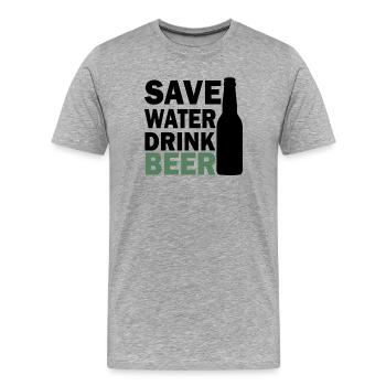 Illustration de bière de houblon et d’orge - T-shirt bio Premium Homme - gris chiné - Devant - Damien (186cm)