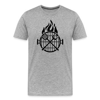 grill_grillzange - Männer Premium Bio T-Shirt - Grau meliert - Vorne - Damien (186cm)