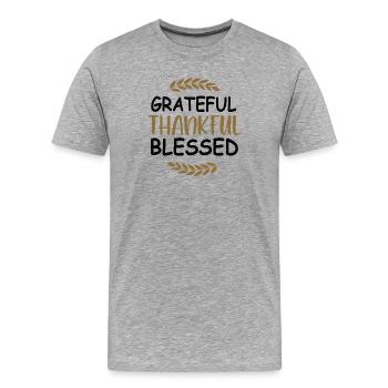 Dankbar Dankbar Gnadenzitat - Männer Premium Bio T-Shirt - Grau meliert - Vorne - Damien (186cm)