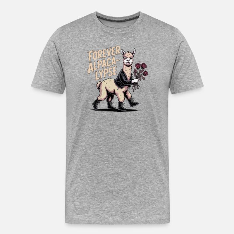Für immer Alpaka-Lypse - Männer Premium Bio T-Shirt - Grau meliert