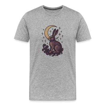 Celestial Hare Mystical Illustration - Men's Premium Organic T-Shirt - heather grey - Front - Damien (186cm)