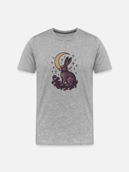 Celestial Hare Mystical Illustration - Men's Premium Organic T-Shirt - heather grey