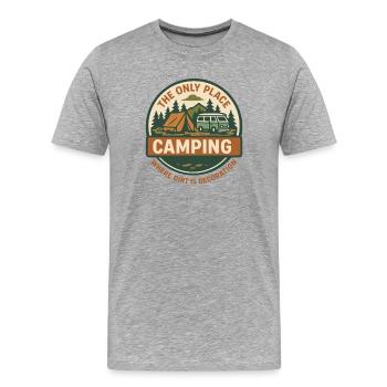 Drôle de camping camping-car aventure design - T-shirt bio Premium Homme - gris chiné - Devant - Damien (186cm)