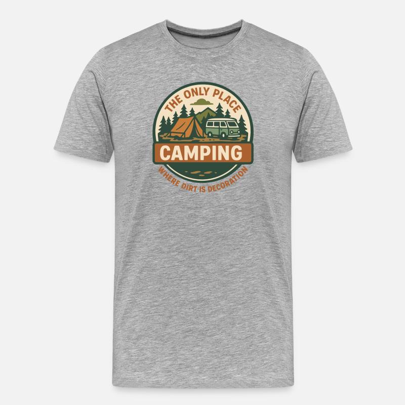 Lustiges Camping Camper Van Abenteuer Design - Männer Premium Bio T-Shirt - Grau meliert