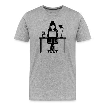Travailleur Femme Ordinateur Job - T-shirt bio Premium Homme - gris chiné - Devant - Damien (186cm)