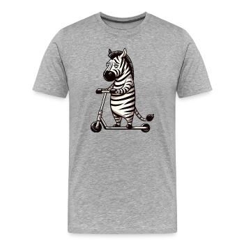 Witziges Zebra Roller Scooter Langeweile Cartoon - Männer Premium Bio T-Shirt - Grau meliert - Vorne - Damien (186cm)