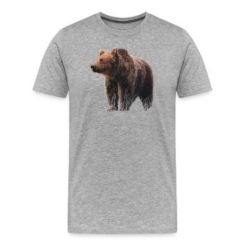 Realistische Bärenillustration auf Textil - Männer Premium Bio T-Shirt - Grau meliert - Vorne - Damien (186cm)