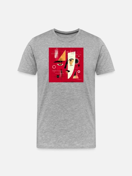 Contemporary Abstract Face in Red - Men's Premium Organic T-Shirt - heather grey