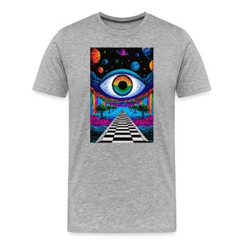 Psychedelic Cosmic Eye on Astral Path - Men's Premium Organic T-Shirt - heather grey - Front - Damien (186cm)
