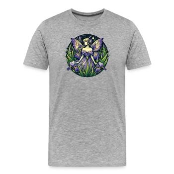 Enchanted Fairy in Iris Garden - Men's Premium Organic T-Shirt - heather grey - Front - Damien (186cm)