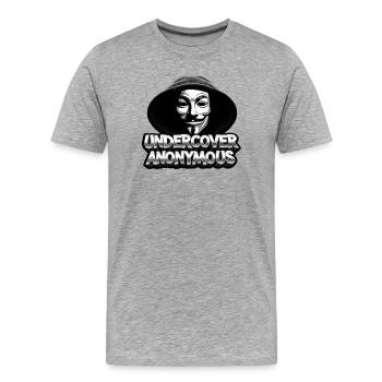 Undercover Anonymous - Männer Premium Bio T-Shirt - Grau meliert - Vorne - Damien (186cm)