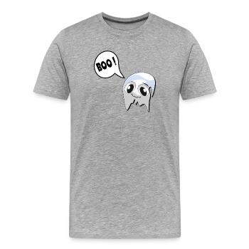 FANTÔMES TIMIDES D’HALLOWEEN - T-shirt bio Premium Homme - gris chiné - Devant - Damien (186cm)