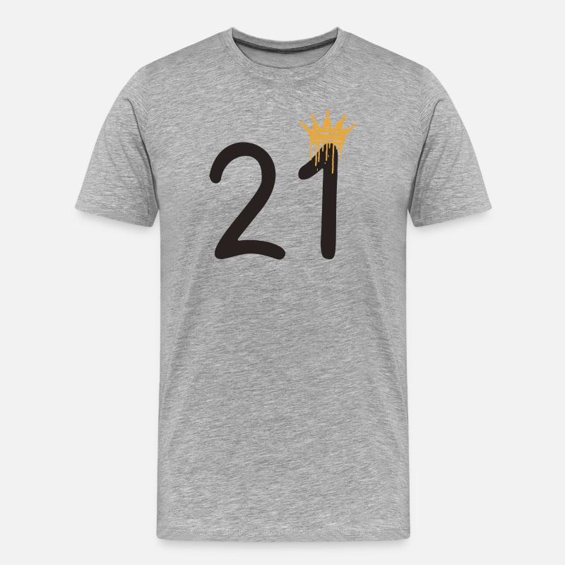 21 - Männer Premium Bio T-Shirt - Grau meliert