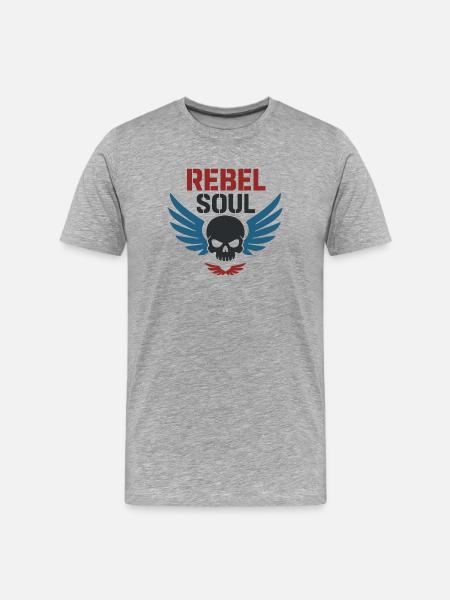 Rebel Soul – Skull & Wings - Men's Premium Organic T-Shirt - heather grey