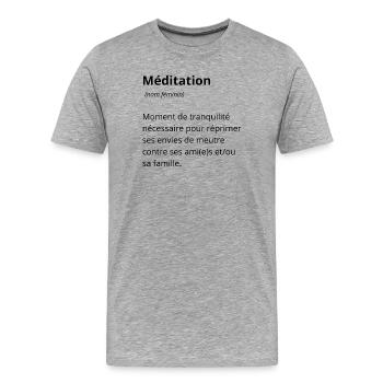 Tee-shirt définition expression- Humour cool top - T-shirt bio Premium Homme - gris chiné - Devant - Damien (186cm)