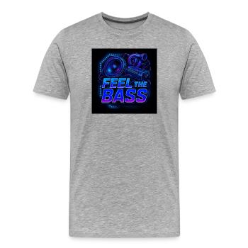 Neon Bass Soundwave T Shirt Design - T-shirt bio Premium Homme - gris chiné - Devant - Damien (186cm)