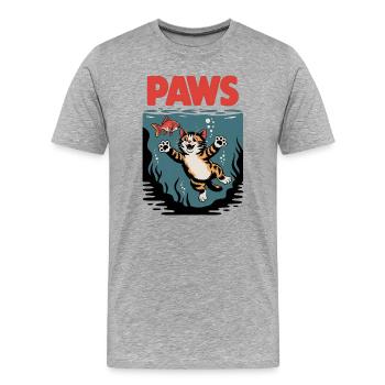 Paws Funny Cat Parody Design - Men's Premium Organic T-Shirt - heather grey - Front - Damien (186cm)