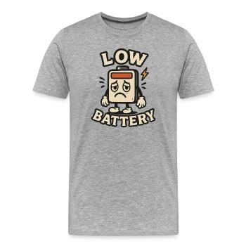 Leere und müde Batterie – Schwache Batterie - Männer Premium Bio T-Shirt - Grau meliert - Vorne - Damien (186cm)