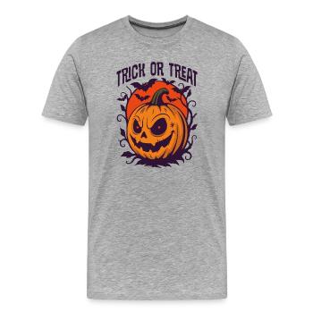 Citrouille effrayante lanterne Halloween Design - T-shirt bio Premium Homme - gris chiné - Devant - Damien (186cm)
