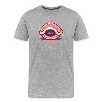Ich bleibe lieber in meinem Schneckenhaus - Männer Premium Bio T-Shirt - Grau meliert - Vorne - Damien (186cm)