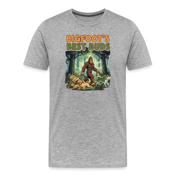 Bigfoot's Best Buds Wald Hundespaziergang - Männer Premium Bio T-Shirt - Grau meliert - Vorne - Damien (186cm)