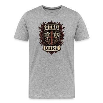 Religiöses Schutzsymbol mit Lilien und Kreuz - Männer Premium Bio T-Shirt - Grau meliert - Vorne - Damien (186cm)