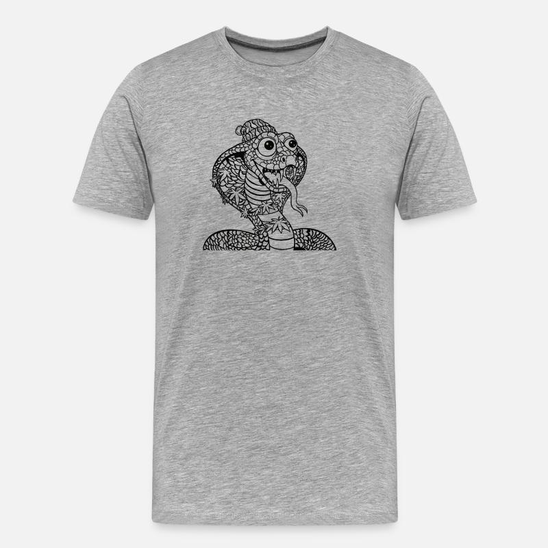 Coole Cobra mit Mütze - Männer Premium Bio T-Shirt - Grau meliert