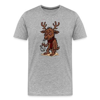 Verrücktes Rentier - Männer Premium Bio T-Shirt - Grau meliert - Vorne - Damien (186cm)