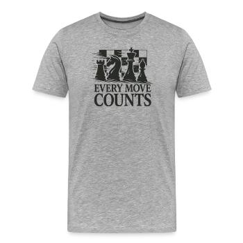 Œuvres d’art stratégiques d’échecs - T-shirt bio Premium Homme - gris chiné - Devant - Damien (186cm)