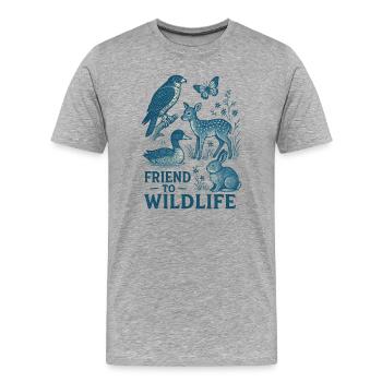 Faune Amitié Illustration - T-shirt bio Premium Homme - gris chiné - Devant - Damien (186cm)