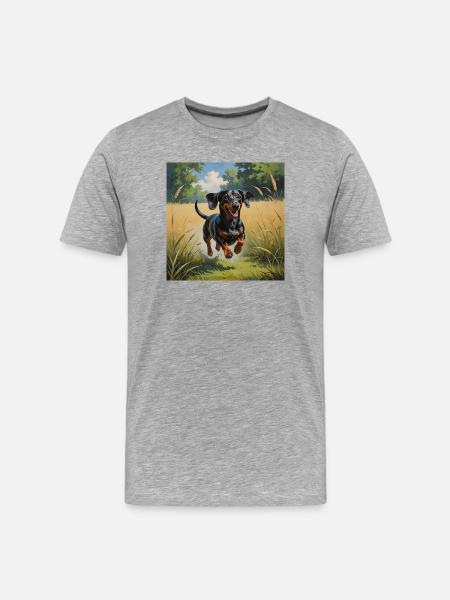 Joyful Terrier in Nature - Men's Premium Organic T-Shirt - heather grey