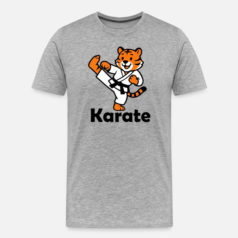 Karate Tiger - Männer Premium Bio T-Shirt - Grau meliert
