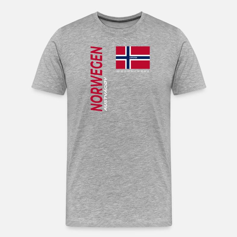 AUSTVÅGØY  - Männer Premium Bio T-Shirt - Grau meliert