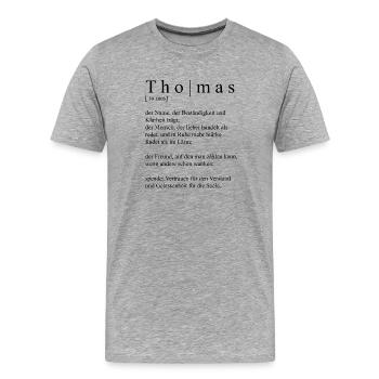 Thomas Definition Typography - Men's Premium Organic T-Shirt - heather grey - Front - Damien (186cm)