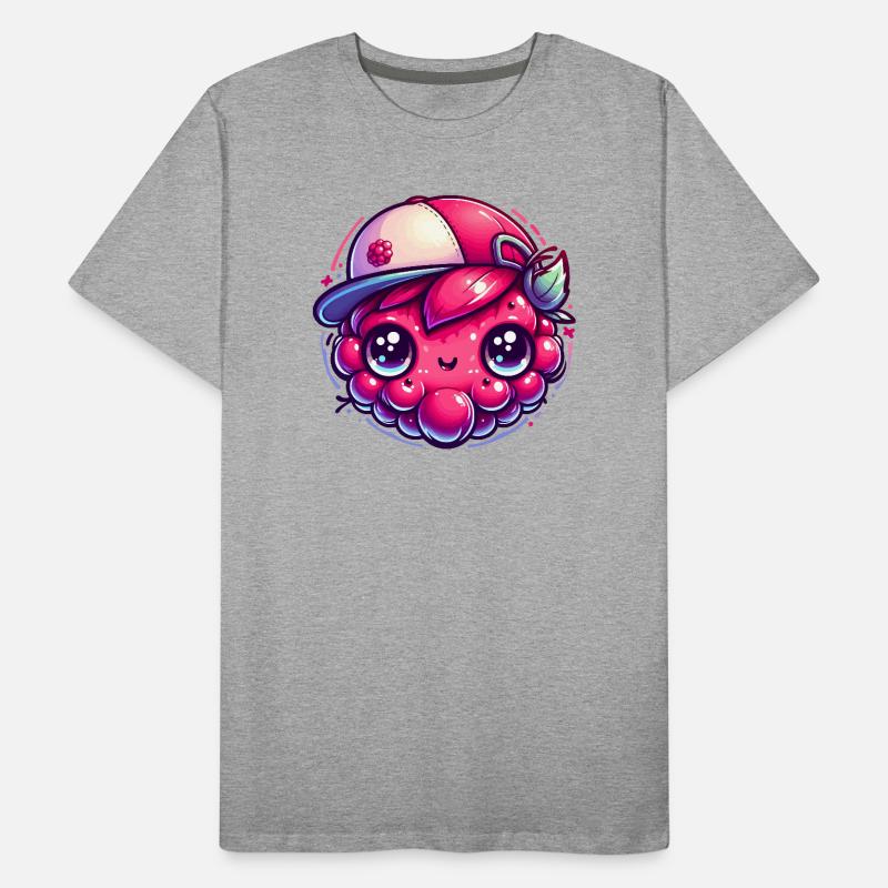 Himbeere Kawaii mit bunter Kappe Männer Premium Bio T-Shirt