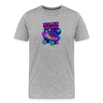 Neon Rollschuhe Disco Design - Männer Premium Bio T-Shirt - Grau meliert - Vorne - Damien (186cm)