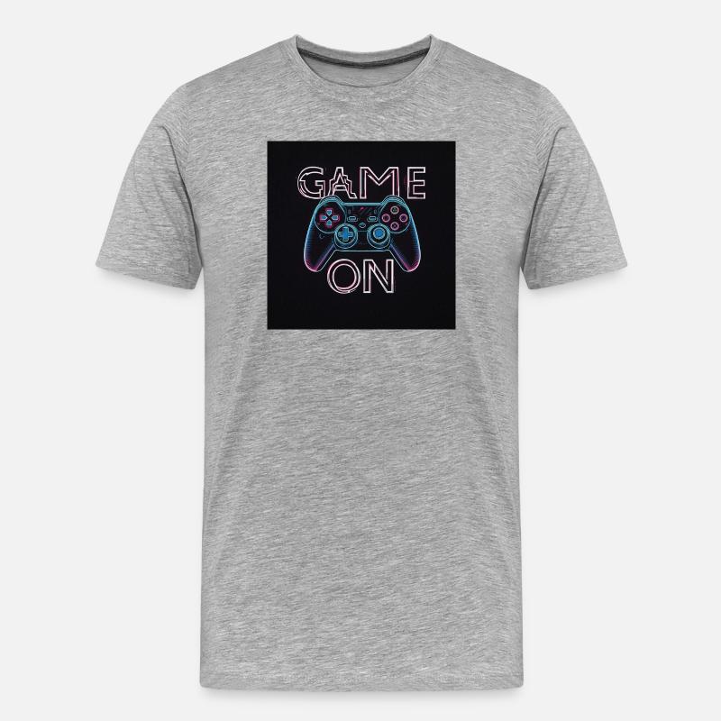Neon Gaming Controller Design - Men's Premium Organic T-Shirt - heather grey