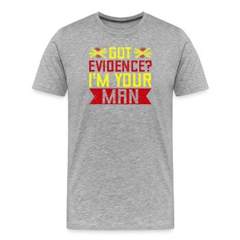 Un étudiant en sciences médico-légales a obtenu la preuve que je suis votre homme - T-shirt bio Premium Homme - gris chiné - Devant - Damien (186cm)