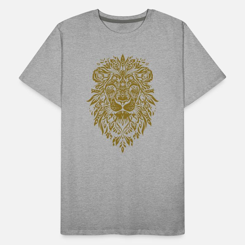 Lion head with leaf pattern in gold Men's Premium Organic T-Shirt