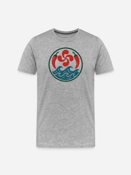 Tribal Spiral Pattern in Red and Blue - Men's Premium Organic T-Shirt - heather grey