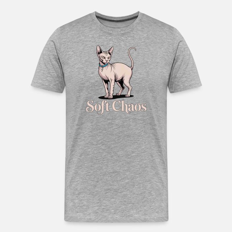 Soft Chaos Sphynx Katze - Männer Premium Bio T-Shirt - Grau meliert