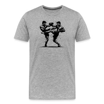 Kickboxing - Quand la force musculaire rencontre la volonté - T-shirt bio Premium Homme - gris chiné - Devant - Damien (186cm)