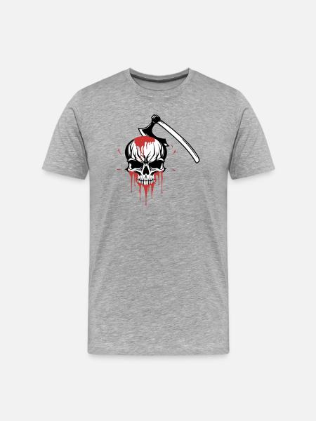 Bloody skull split by an axe - Men's Premium Organic T-Shirt - heather grey