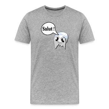 Salut Fantôme - T-shirt bio Premium Homme - gris chiné - Devant - Damien (186cm)
