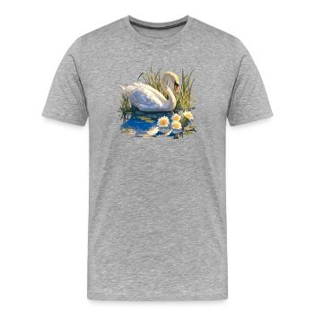 Schwäne Schwan - Männer Premium Bio T-Shirt - Grau meliert - Vorne - Damien (186cm)