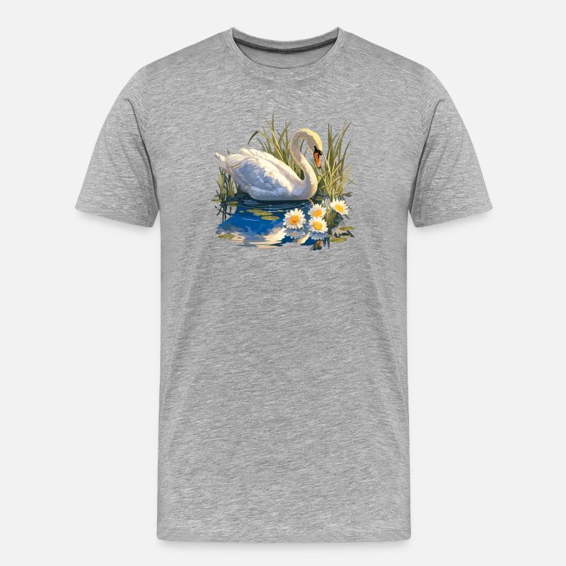 Schwäne Schwan - Männer Premium Bio T-Shirt - Grau meliert